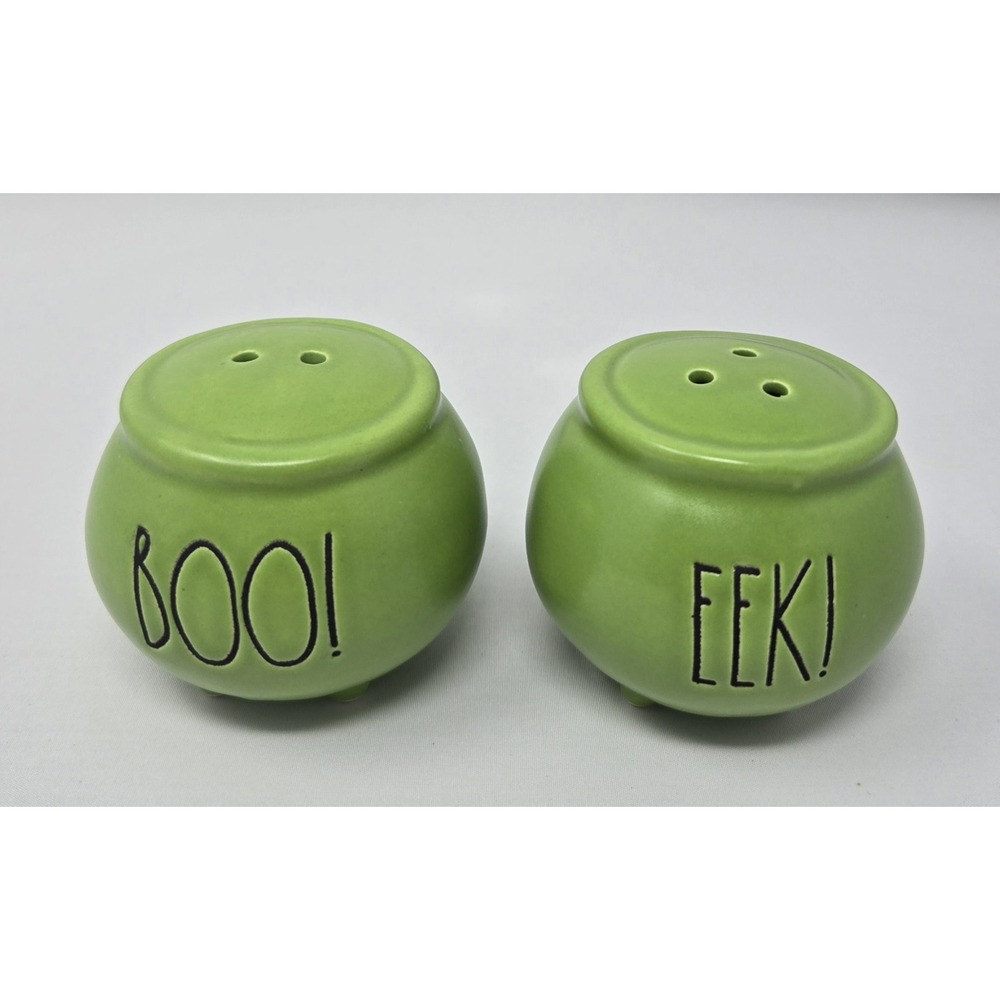 Rae Dunn Artisan Collection "BOO!" & "EEK!"‎ Halloween Salt & Pepper Shakers